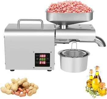 Ticari Otomatik Yağ Pres Makinesi 110V 150W Elektrikli Yağ Baskı Makinesi Sıcak Soğuk Paslanmaz Çelik Yağ Çıkarıcı Expeller Fıstık için