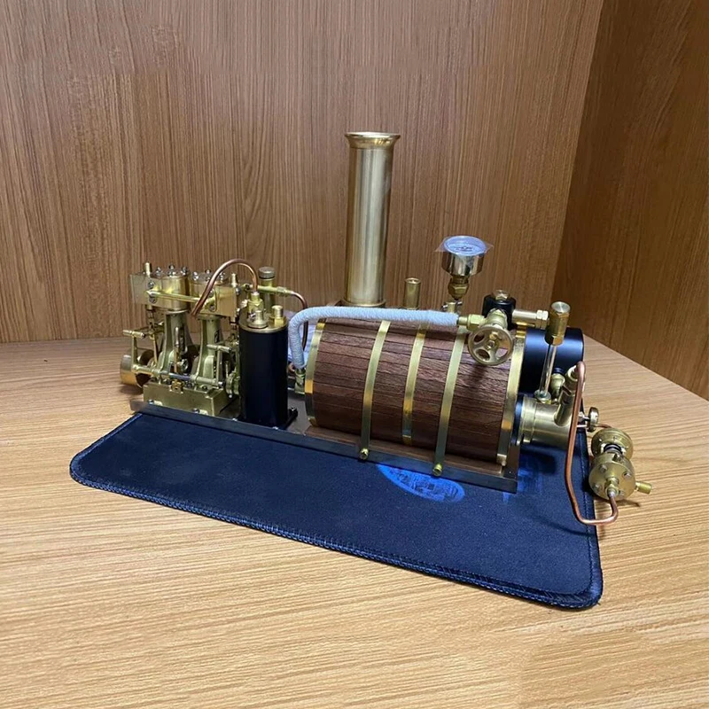 Reciprocating Steam Engine Model Horizontal in-line Two-cylinder Steam Power Device Metal Boutique Cool Toy Collection