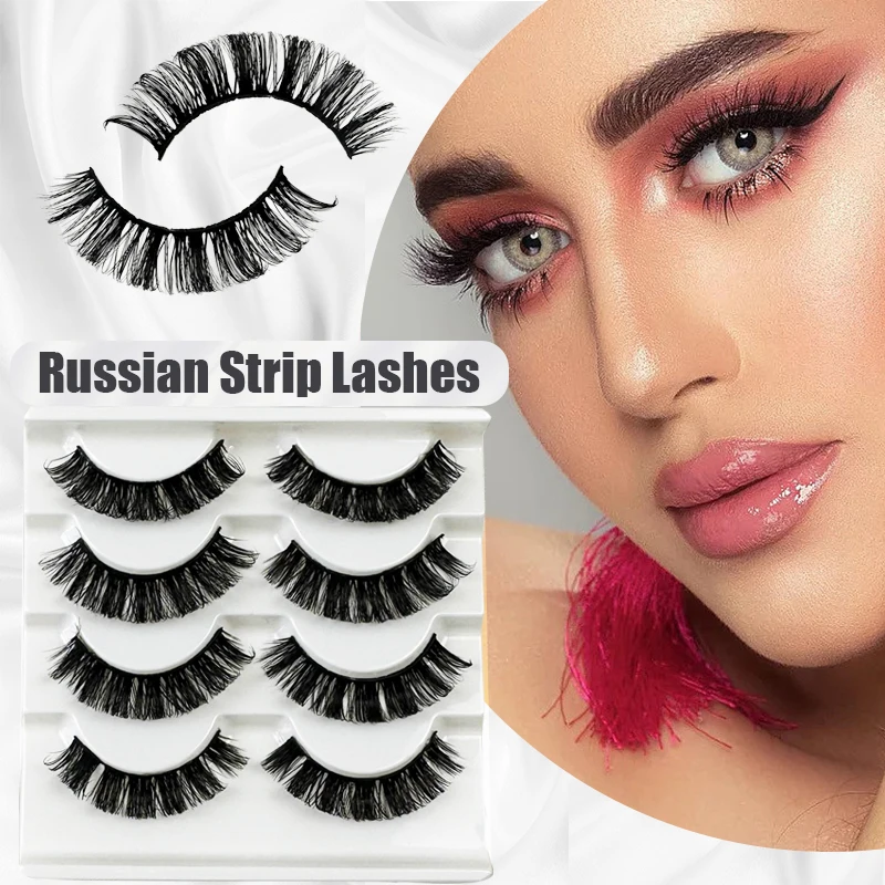 

4 Pairs Eyelashes 3D 15mm DD Curl Full Strip Mink Fake Natural Long Soft Faux Cils Bulk Volume False Lashes For Daily Make Up