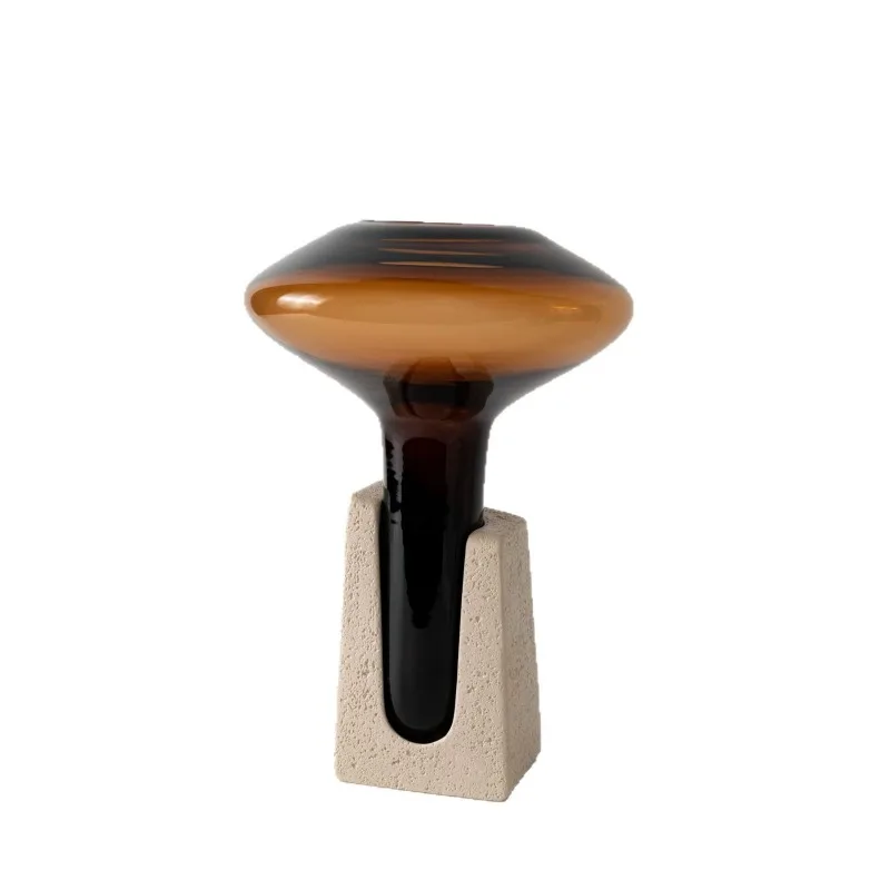 Premium brown glass vase, exquisite creative dining table ornament