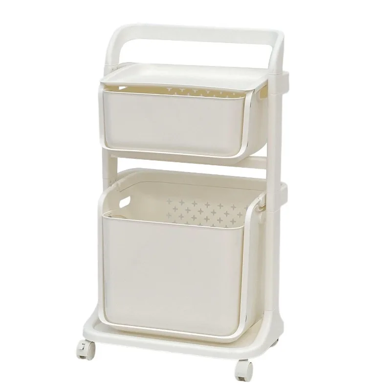 Bathroom Double-layer laundry basket Removable laundry basket Toilet with wheelbarrow
