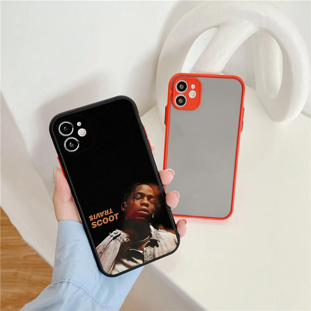 Cases For iPhone 15 Pro Max 14 7 8 6s Plus 13 12 11 Mini XS Max X XR Travis Scott Frosted Translucent Funda Phone Case