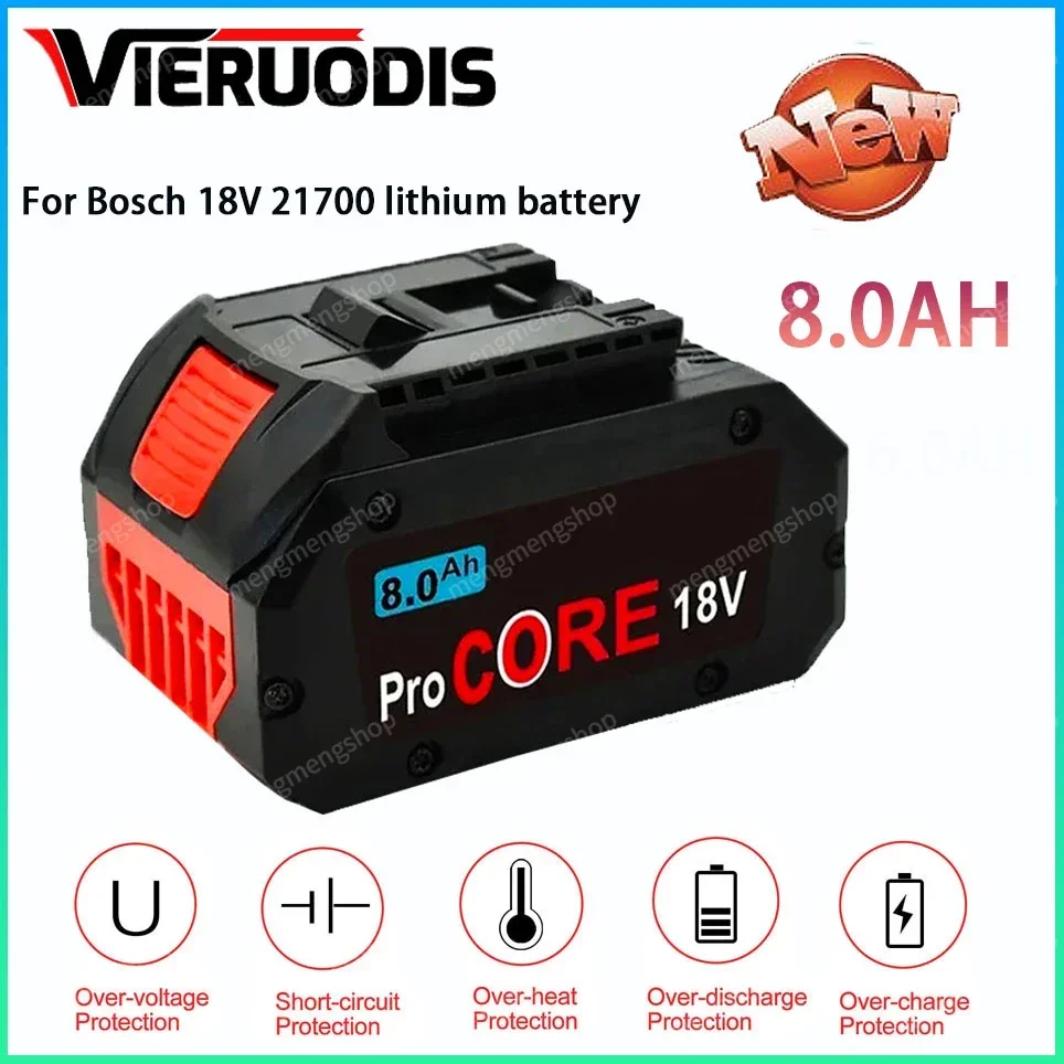 

For Bosch 18V 8.0AH 10.0AH 6.0AH Professional Cordless Tool BAT609 GBA18V80 BAT618 21700 Battery ProCORE Replacement Battery