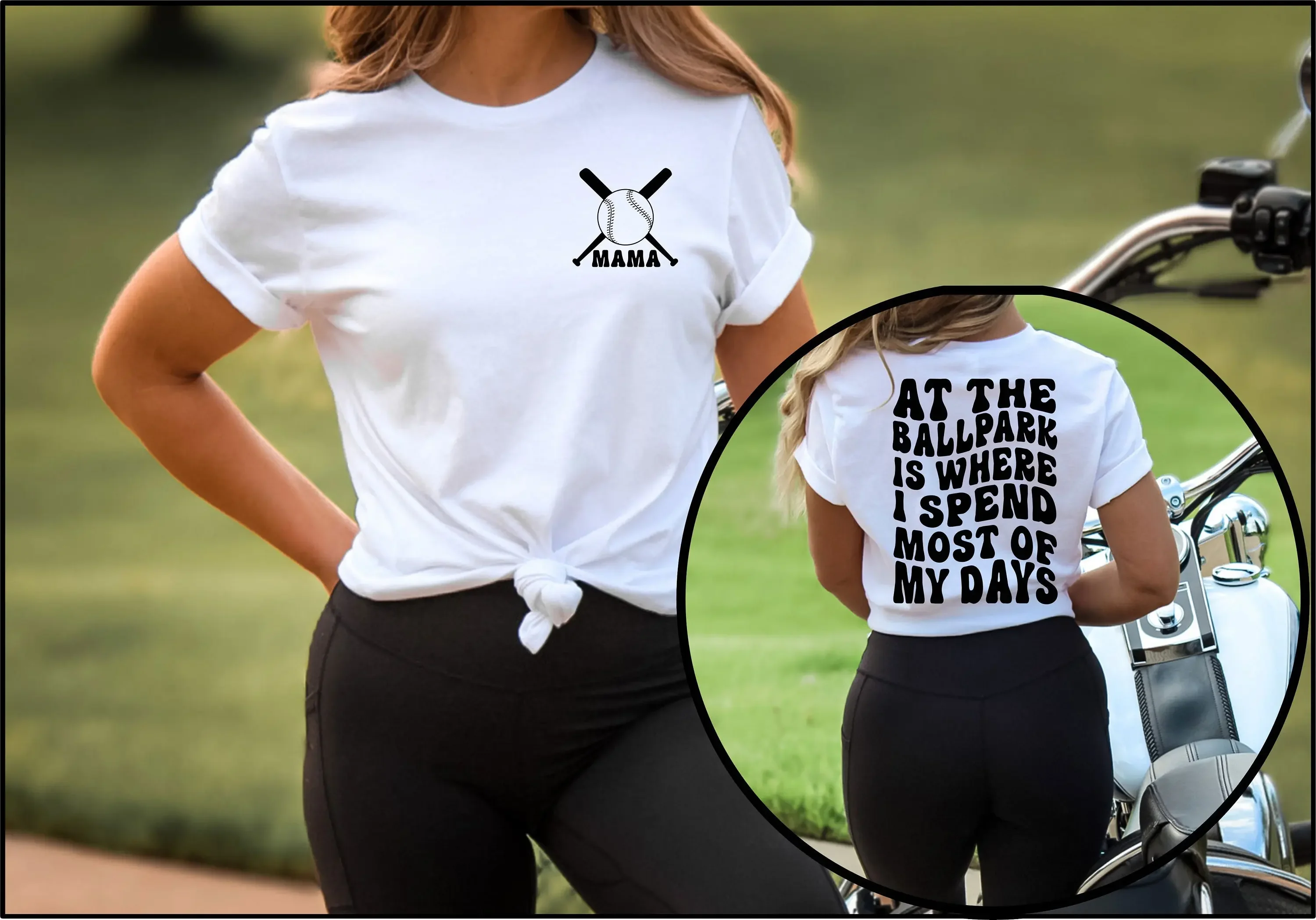 Baseball Mom T Shirt At The Ballpark Is Where I Spend Most Of My Days Design On Back Trendy
