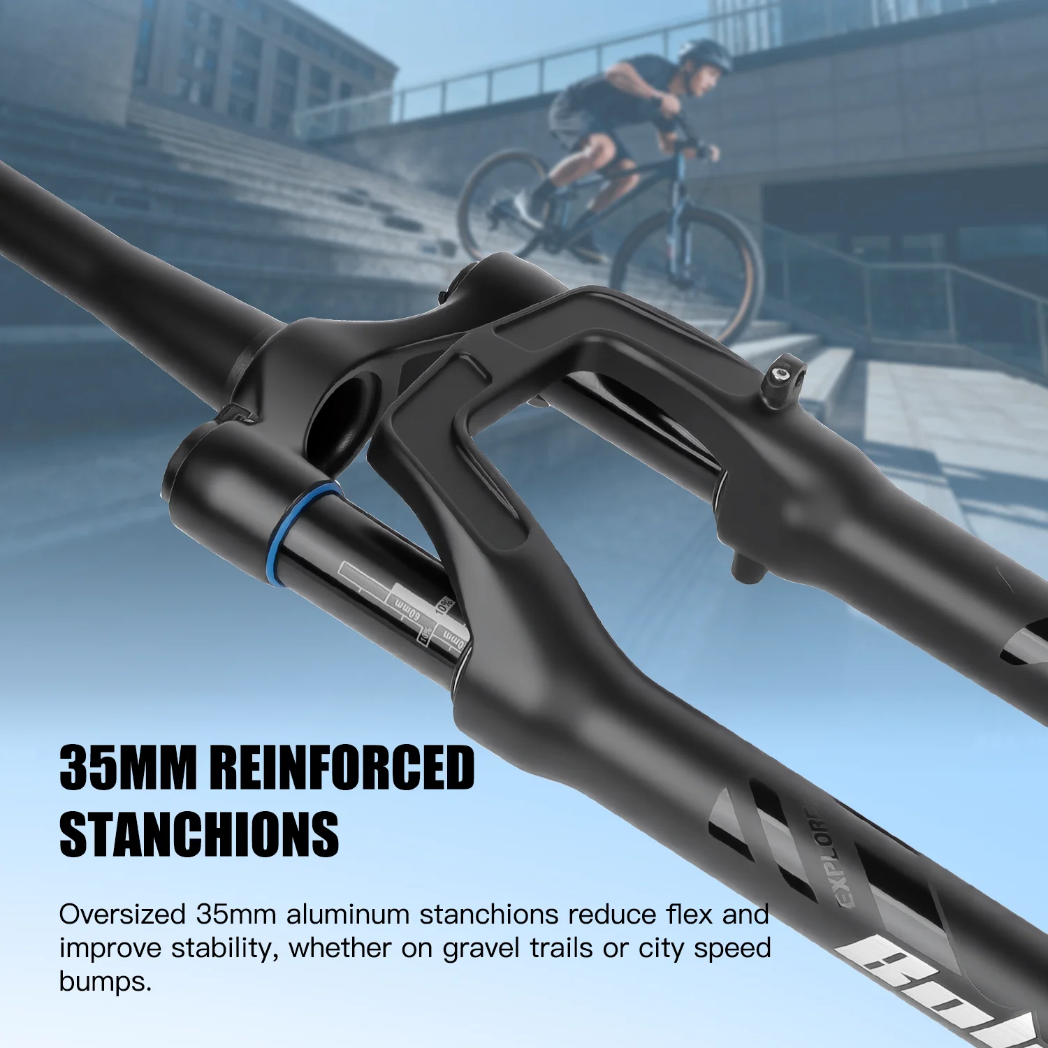BOLANY MTB Bicycle Air Suspension Front Fork 80mm Travel BOOST Front TA Fork Bicycle Shoulder-Controlled Fork Adjustable Damping