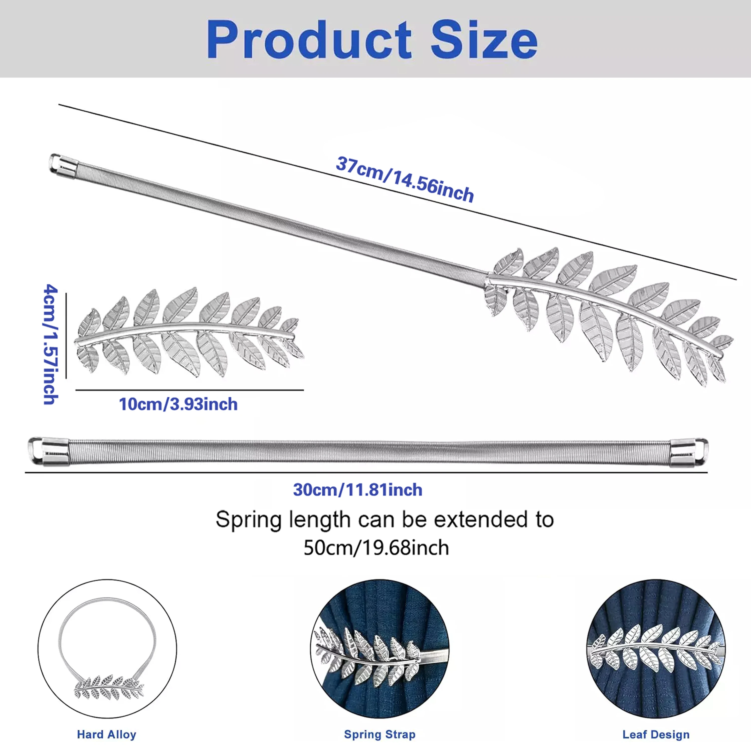 2pcs gold/silver spring leaf wheat ear curtain tie, non perforated curtain fastener