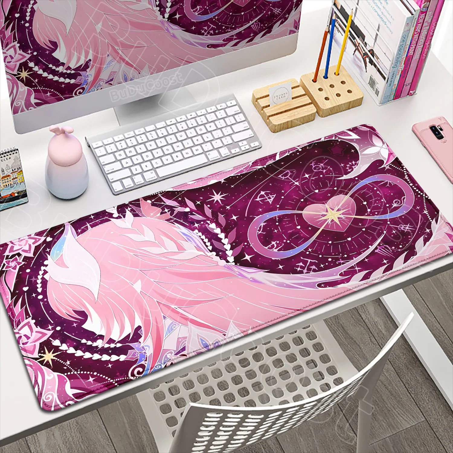 

Honkai Star Rail Cyrene Mousepad Love Pink Anime Girl Desk Mat HD Print Keyboard Mats Mouse Pad Computer 900x400mm Accessories
