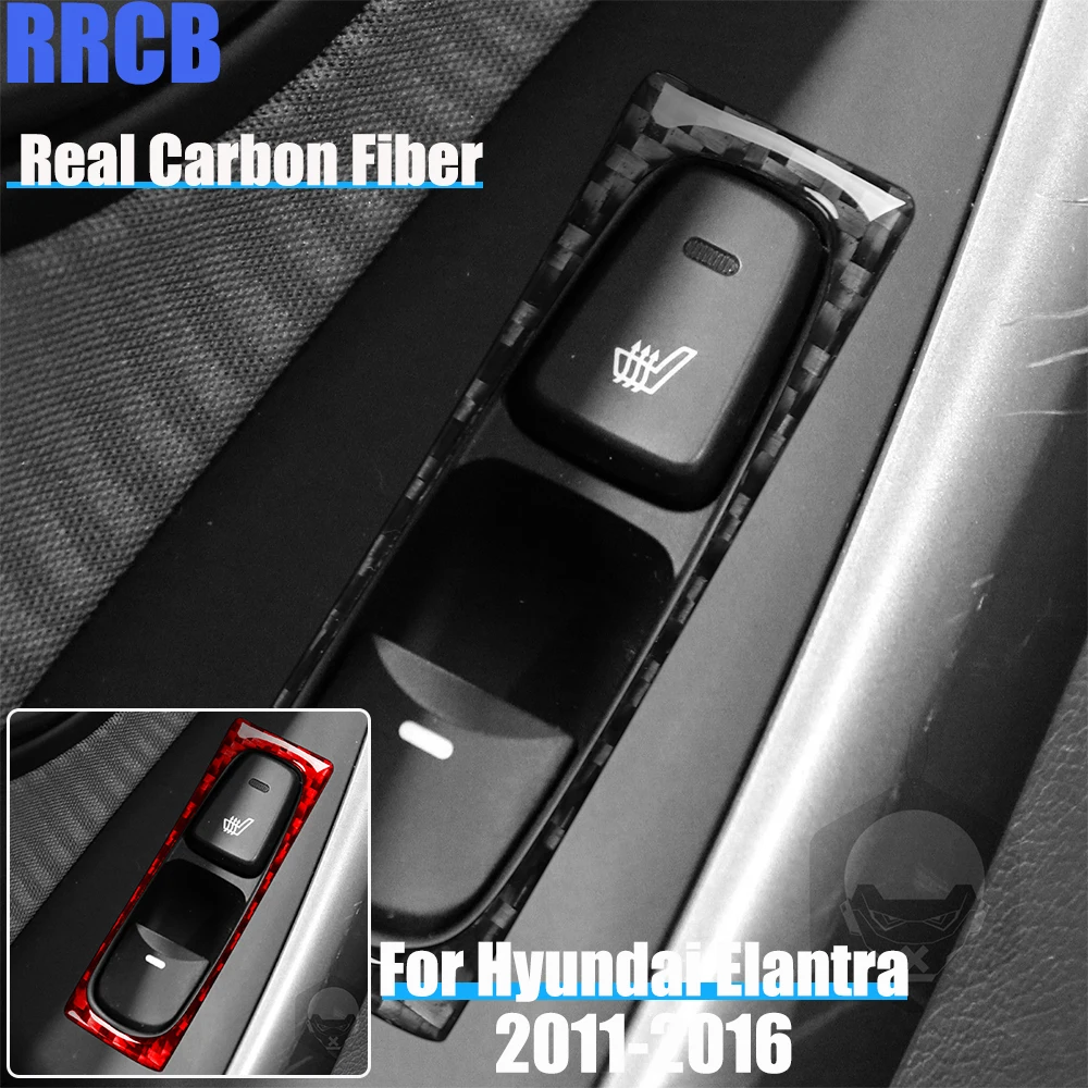 

Real Carbon Fiber Car Accessories Seat Heater Button Trim Soft Cover Sticker For Hyundai Elantra 2011 2012 2013 2014 2015 2016
