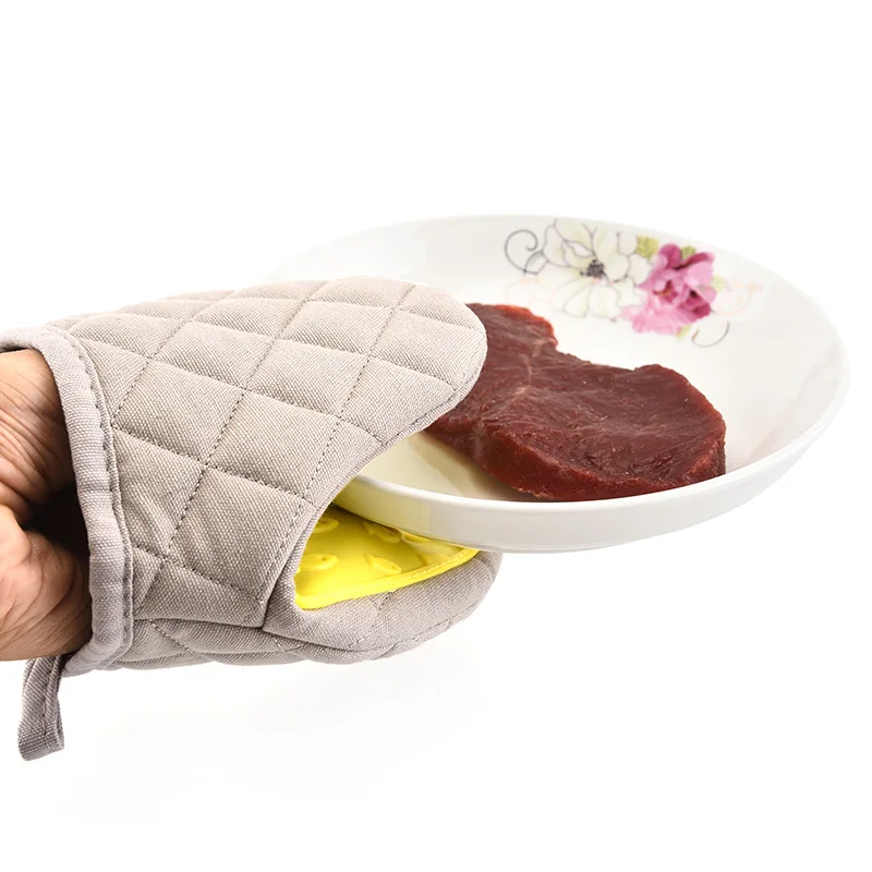 Cotton Silicone Anti-scalding Oven Gloves Mitts Potholder Kitchen Gloves Tray Pot Dish Bowl Holder Oven Handschoen Hand Clip 1PC