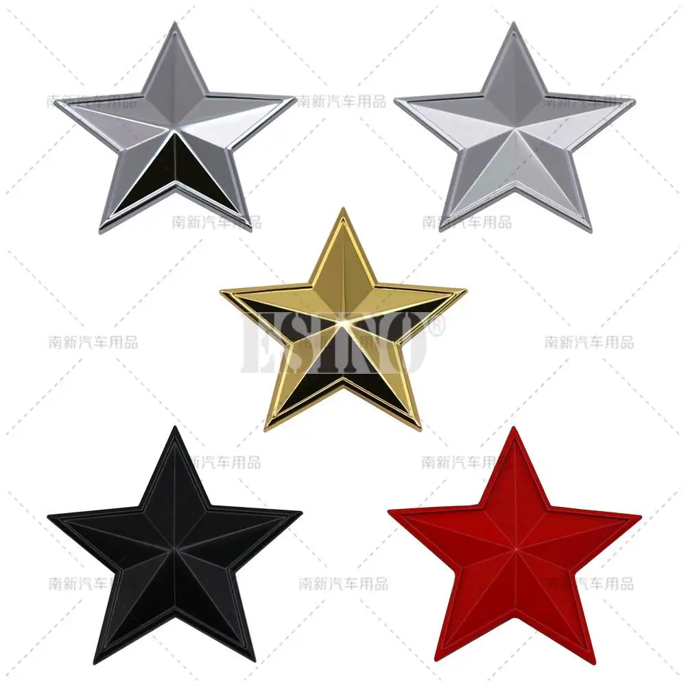 Car Styling 3D Five-pointed Star Decorative Metal Alloy Adhesive Emblem Trunk Badge Fender Sticker Body Decal Car Accessory