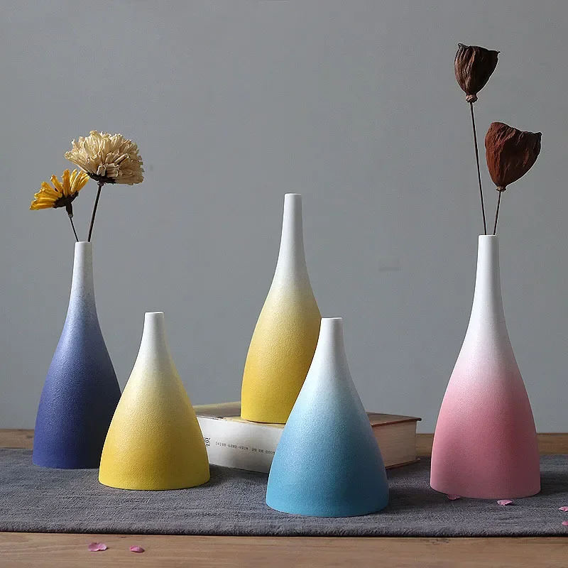 for Jingdezhen Ceramic Vase Creative Simple Living Room Ornament Nordic Fresh Gradual Change Matte Home Craft Decoration