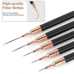 5 Pieces Set Professional Nail Art Liner Brush for Striping Painting Design,Gel Liner Nail Art Brushes for Nails