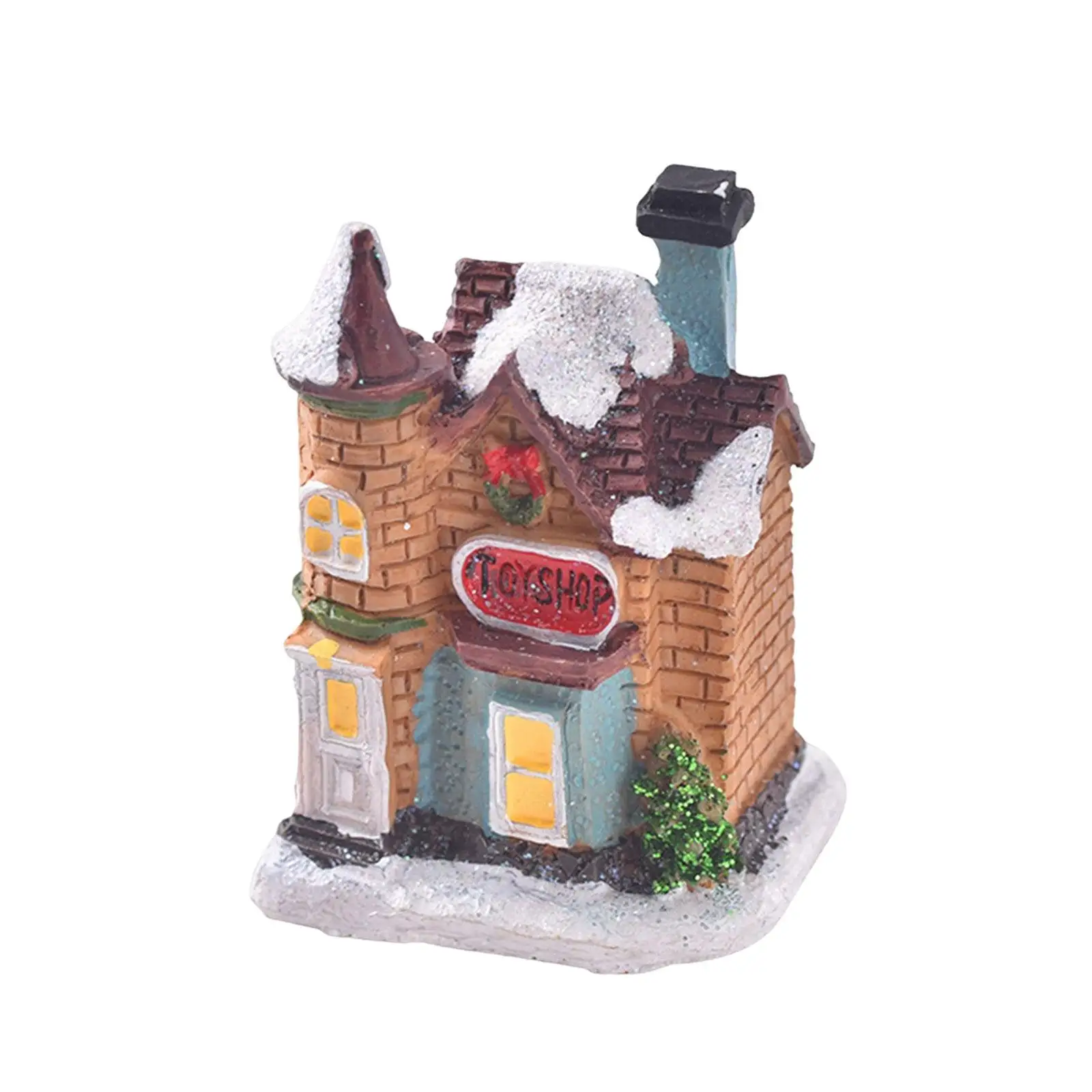 Handcrafted Resin Christmas Cabin Ornament with Warm Light for Cozy Room Decoration