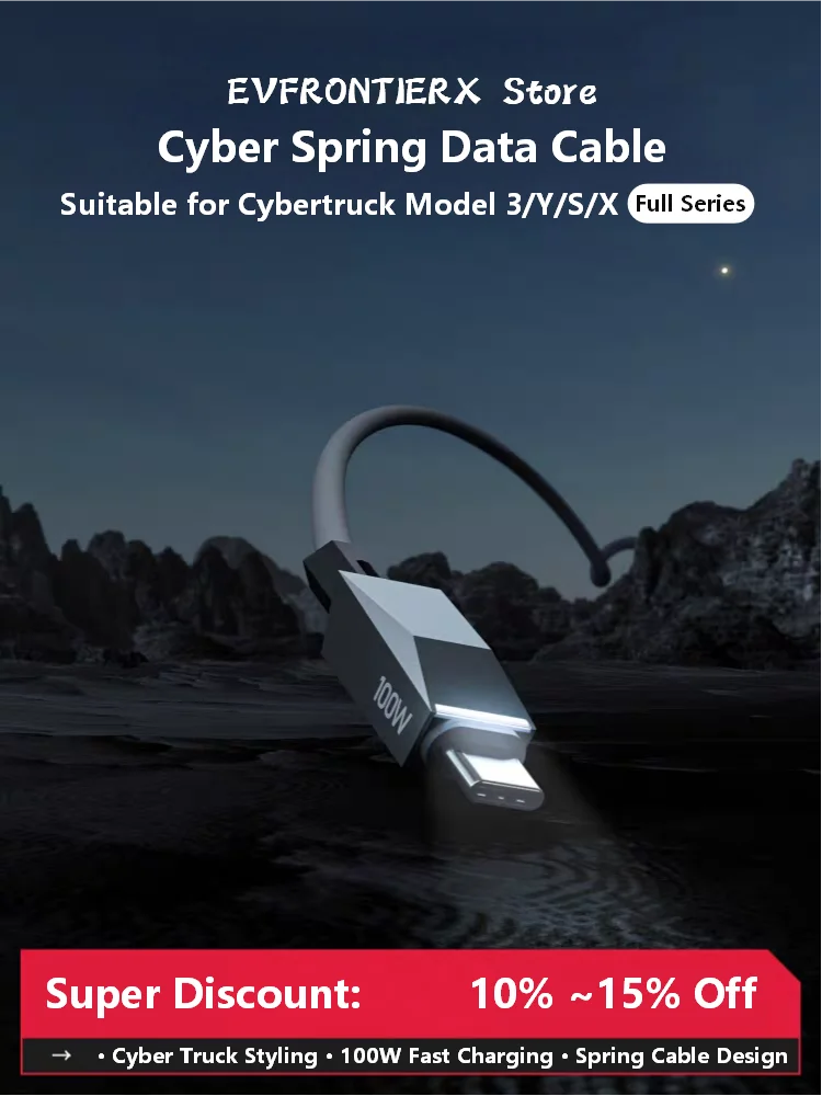 

Кабель для передачи данных Cyber Spring для Tesla Model 3/Y/X/S Cybertruck, USB Type-C, двухпортовый, с переключением, 100 Вт, быстрая зарядка, синхронизация данных