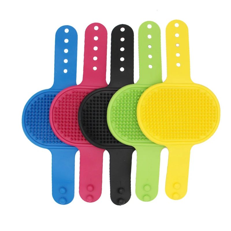 Dog Grooming Brush Pet Shampoo Comb Soft Rubber Glove Hair Grooming Massage Comb with Adjustable Strap for Short Long Hair Dogs