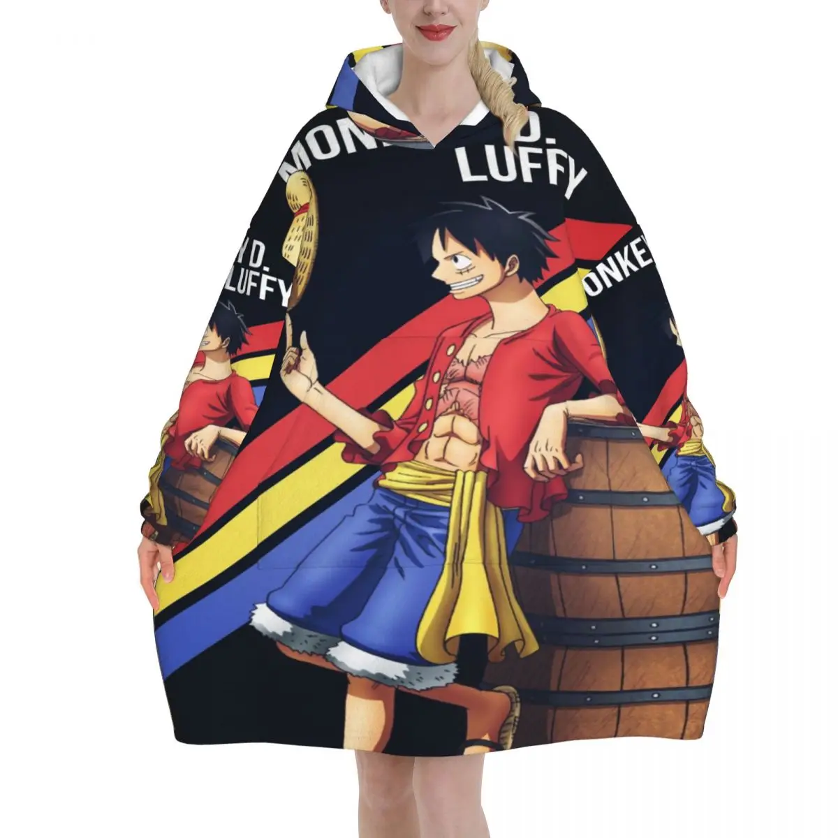 

Luffy Zoro Tony Chopper Anime Blanket Hoodie Oversized Wearable Sweatshirt Blanket Warm Gifts for Women Girls Girlfriend