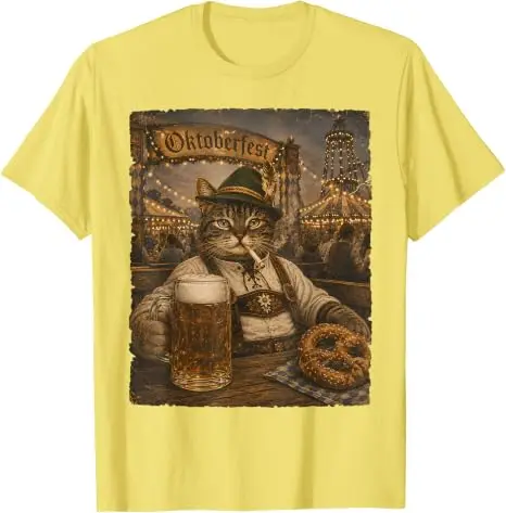 Oktoberfest Herren Lederhosen Lustiges Deutsches Biertrink-Meme T-Shirt Y2k Oktoberfest Kostüm Grafik Katze Papa Trinker T-Shirt Geschenk – Detail 18