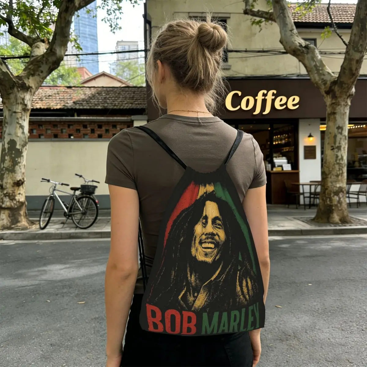 Bob Marley Album Reggae Music Jamaican Style Backpacks Portable Drawstring Bundle Pocket Sports Bag Book Bags for Travel School