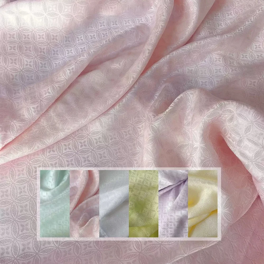 Amazing Soft Popular Hot Selling High Quality Shiny Flower Design Comfortable Silk Jacquard Fabric for Women Summer Dress Sleep