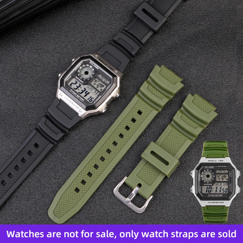 الراتنج حزام ساعة اليد ل كاسيو G-Shock AQ-S810W AQ-S800W W-735H W-216H F-108Wh W-219 ساعات سيليكون الفرقة الرجال سوار 18 مللي متر الأسود