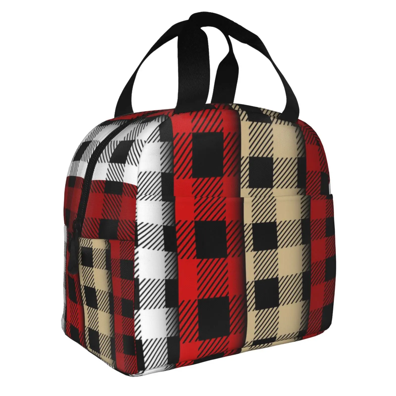 Plaid Adult Print Insulated Lunch Bag for School Waterproof Cooler Thermal Lunch Box Women Children Food Container Tote Bags