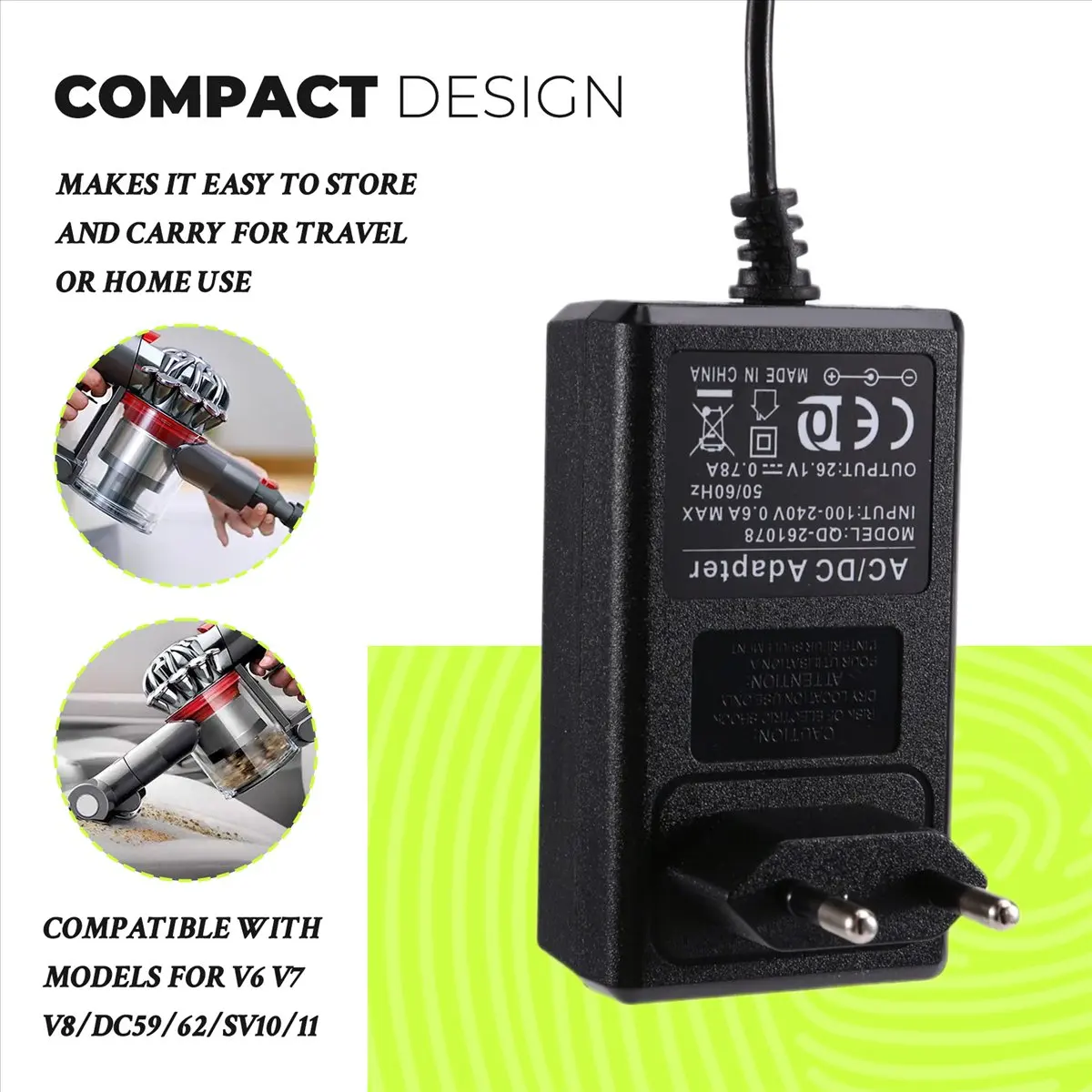 [Online Promotion]For V6 V7 V8/Dc59/62/SV10/11 Power Charger Adapter Vacuum Cleaner Parts EU Plug