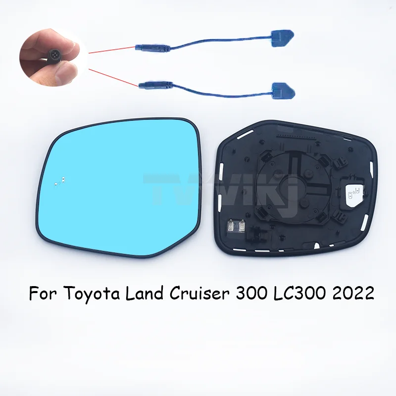 1 pair Side rearview mirror blue glass lens with Blind spot light For Toyota Land Cruiser 300 LC300 2022 anti glare car mirrors