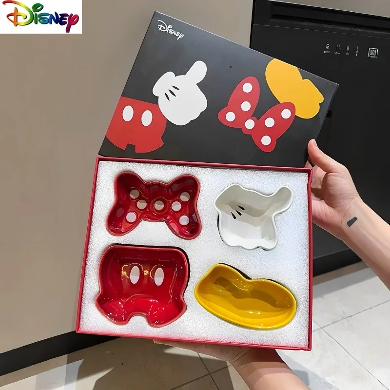 

Креативная 3D-посуда с изображением Микки и Минни Диснея, керамическая тарелка для приправ с милым мультяшным рисунком, набор бытовой посуды
