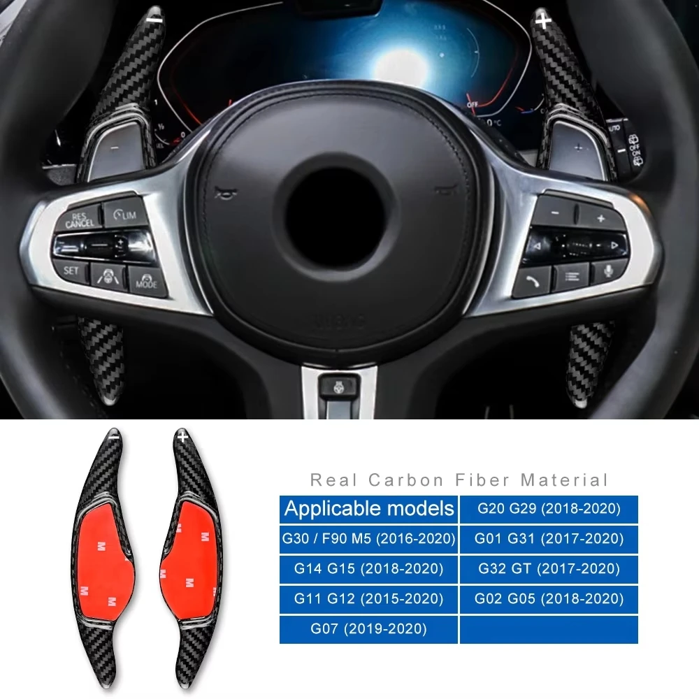 

For BMW G20 G29 G30 M5 F90 G01 G02 G05 Car Steering Wheel Shifter Paddle Accessories Interior Trim Sticker Hard Dry Carbon Fiber