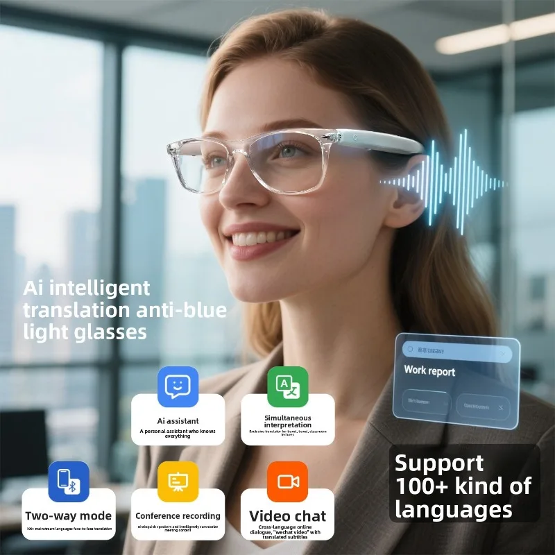 

New AI Bluetooth Glasses with Real-time Translation in Over 100 Languages, Smart Glasses for Listening To Music and Making Calls