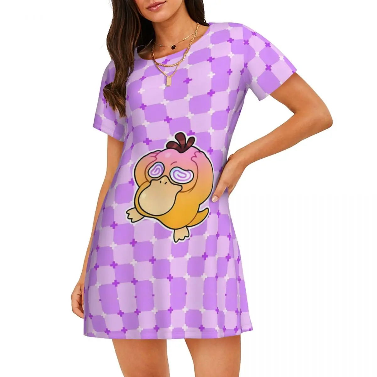 

Custom Cool Ducks Women Short Sleeve Nightdress Animated Film Soft Nightdress For Sleeping Nightgown