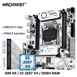 MACHINIST X99 K9 Motherboard Combo LGA 2011-3 Xeon E5 2697 V4/E5 2680 V4 CPU C612 Chip DDR4 RAM TPM2.0 Interface NVME M.2