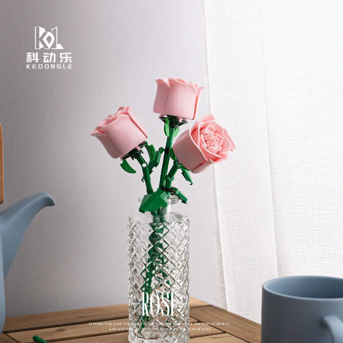 Eternal Building Rose Couple 3D Red/Pink/Blue Rose Toys Bouquet Love Home Decoration Mother\'s Day Valentine\'s Day Birthday Gift