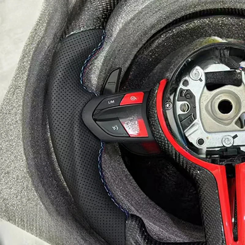 For BMW Thong Carbon Fiber Steering Wheel In Red Style With Multifunctional Buttons Fit F30 F32 F02 F22 F23 F33 F34 F48