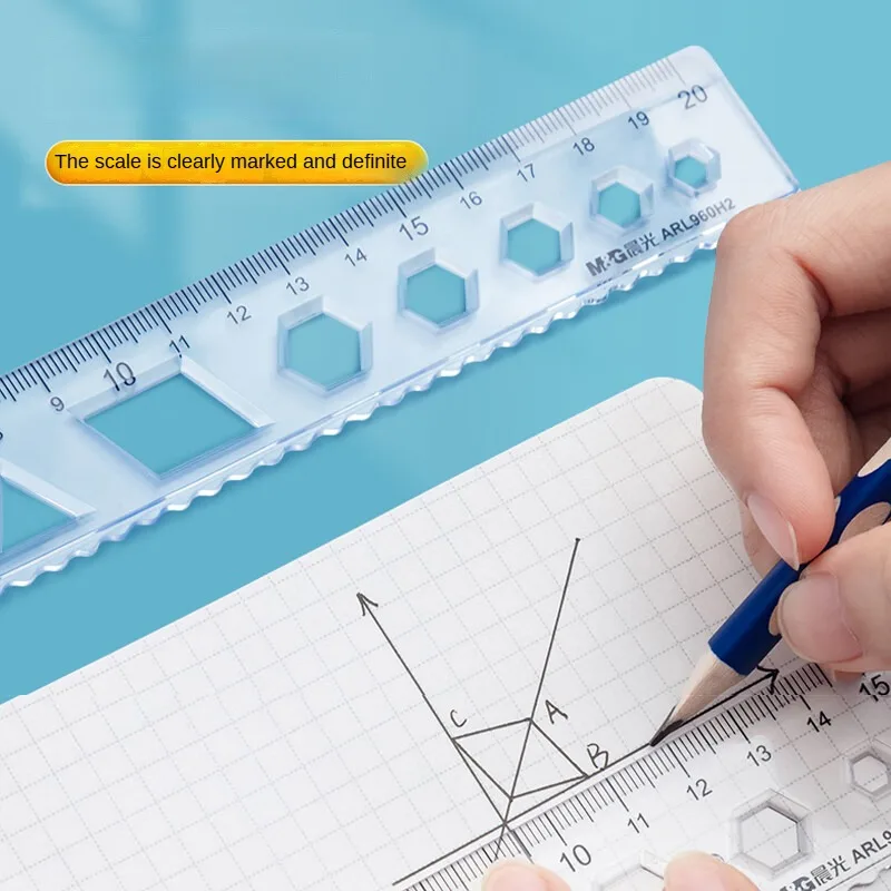 M&G 15 センチメートル透明ソフト定規、波定規壊れにくい耐久性のあるソフトストレート定規学校文具
