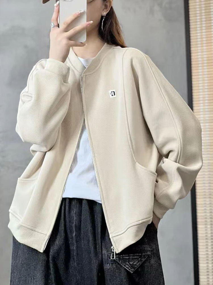 

Faionable Casual Long Sve Loose Women's Outerwear Spring Autumn New Sle Comfortable Korean Sle Pure Color Hoodie