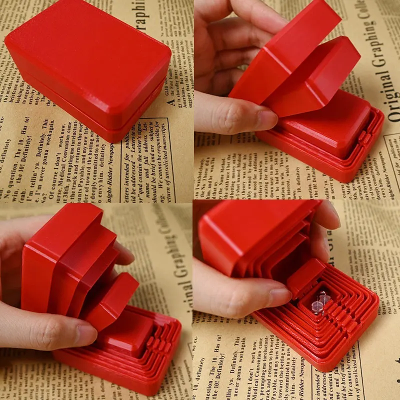 3D-gedruckte Überraschungs-Geschenkbox, 6-lagige, ineinander verschachtelbare Geschenkbox, Prank-Fingerring-Aufbewahrungsbox, Geburtstagsparty-Prank-Geschenkbox für Freunde – Detail 2