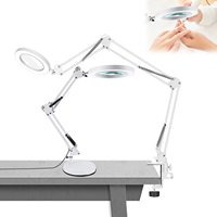2 in 1 10X Magnifying Glasses Light Adjustable Folding Long Arm Clip 3 Color Modes 10 Gear Brightness Desk Magnifier
