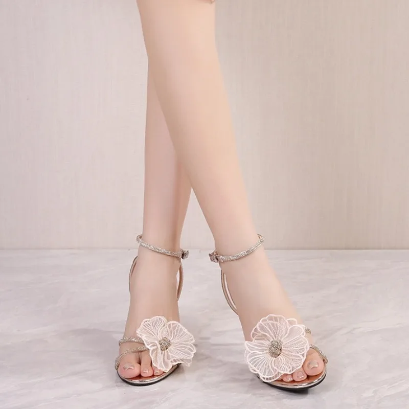 Fashion Designer Womens Shoes New Exquisite Flower High Heeled Sandals for Woman Sexy Model Performance Shoes Sandalias De Mujer