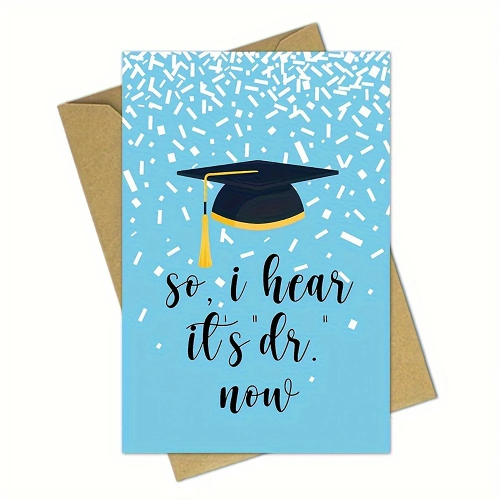 1pc,Funny Congratulation Card for Doctoral Student, Congratulatory Card for PHD Graduate, Doctorate Graduation Card, I Hear It’s