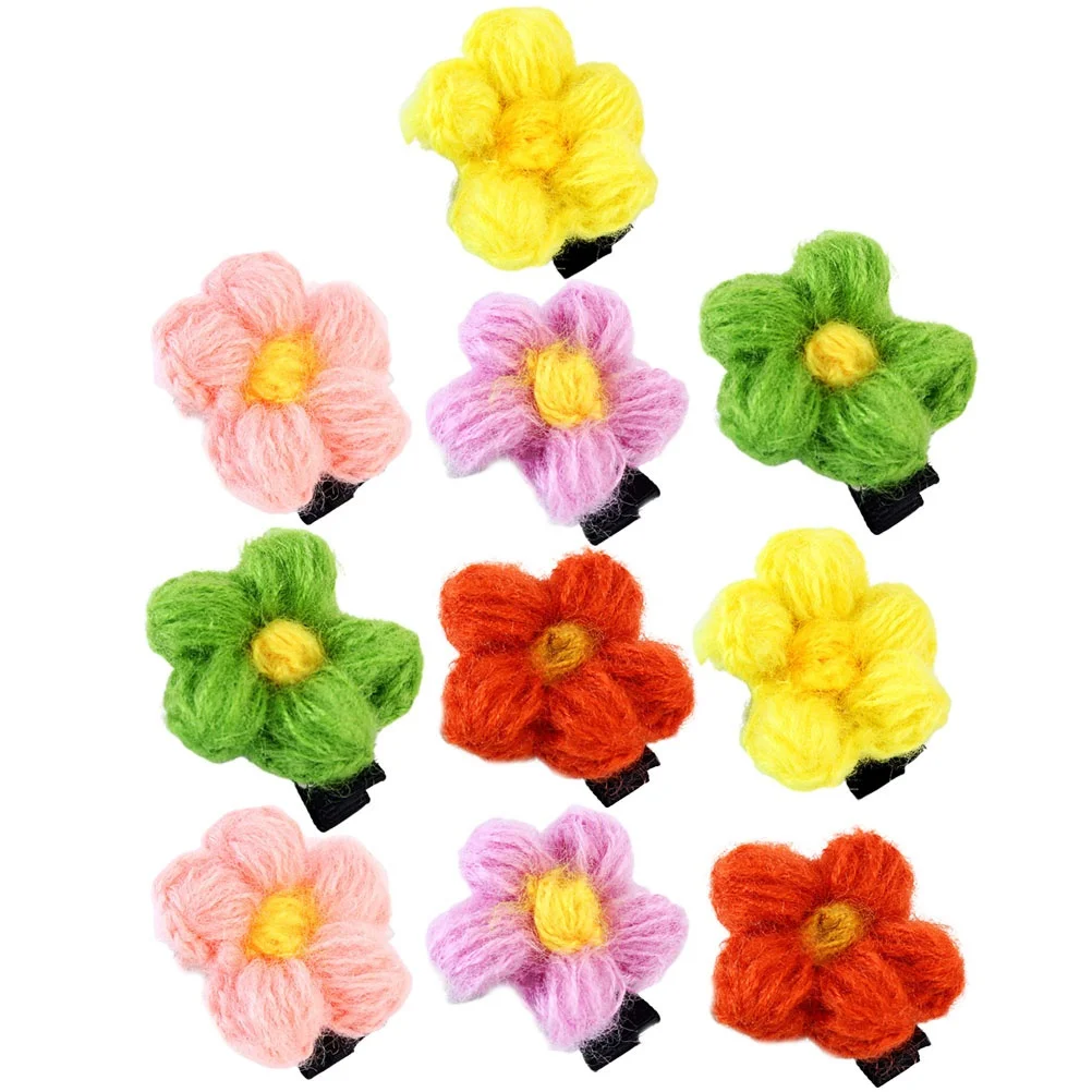 

12Pcs Flower Shaped Hair Clips Girls Headwear Adorable Birthday Headdress Mixed Color Childrens Day Decorations
