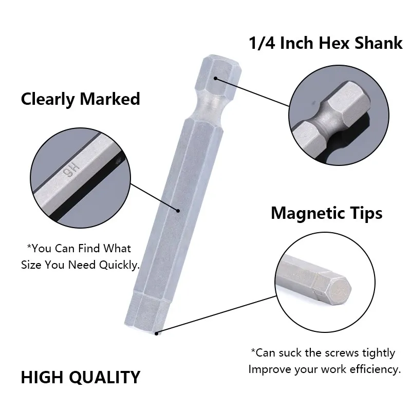 Xcan Hex Hoofd Inbussleutel Boren Set 50Mm Metrische Allen Schroevendraaier Bits Magnetische Tip Inbussleutel Schroevendraaier Socket bit