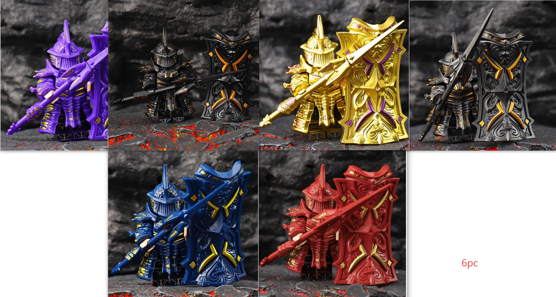 Silver Gray Ink Trident Defender, Tower Warrior, Frost Silver Barricade Battle Spirit Miniature Building Block Toy Compatible