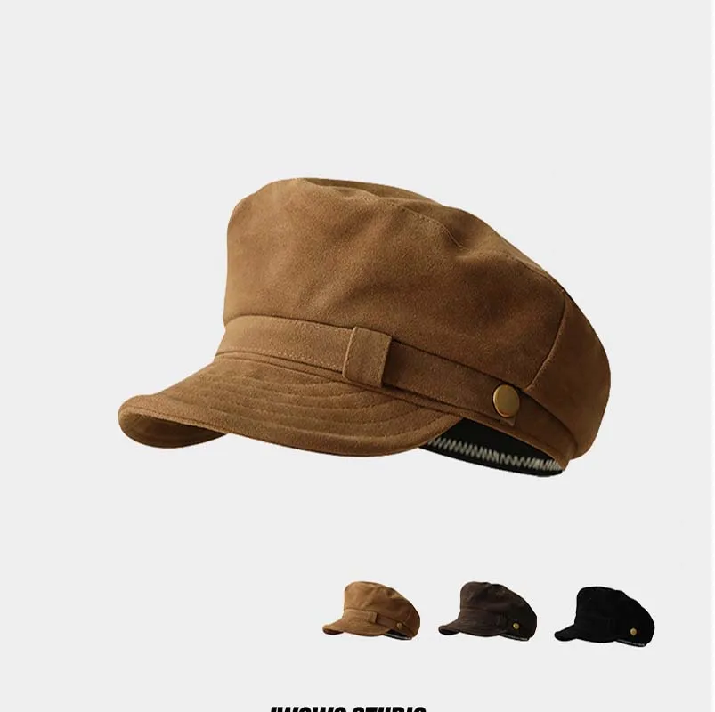 

Fashion Retro British Style Newsboy Hat Autumn Winter Suede Velvet Beret Women Outdoor Casual Painter Hat Sunshade Octagonal Hat