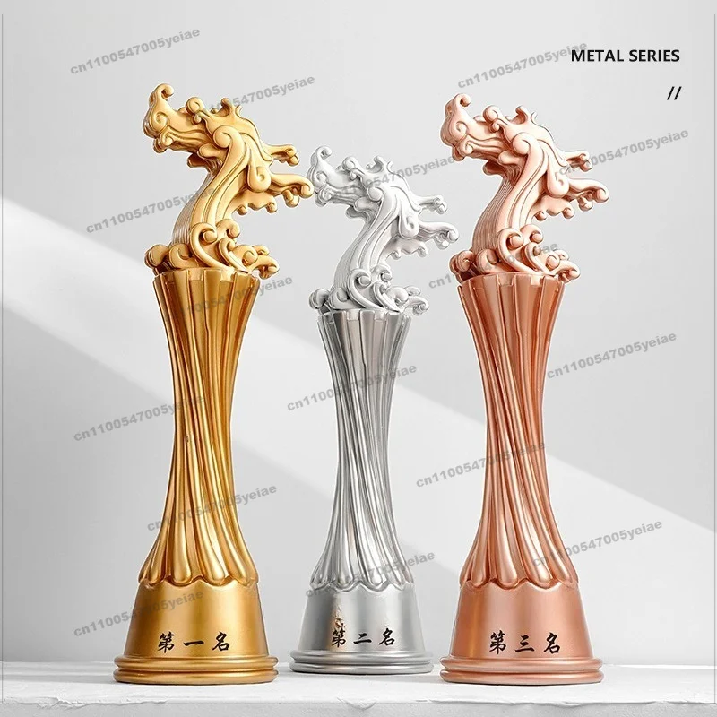 For Metal Dragon Boat Race Trophy Resin Trophy Souvenirs Free Lettering
