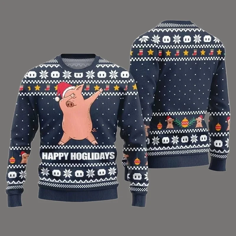 مهرجان مضحك الباليه خنزير طباعة القبيح عيد الميلاد سترة للرجال النساء الجولة الرقبة فضفاضة البلوز الفكاهة مزرعة الحيوان سترة 2026 #5