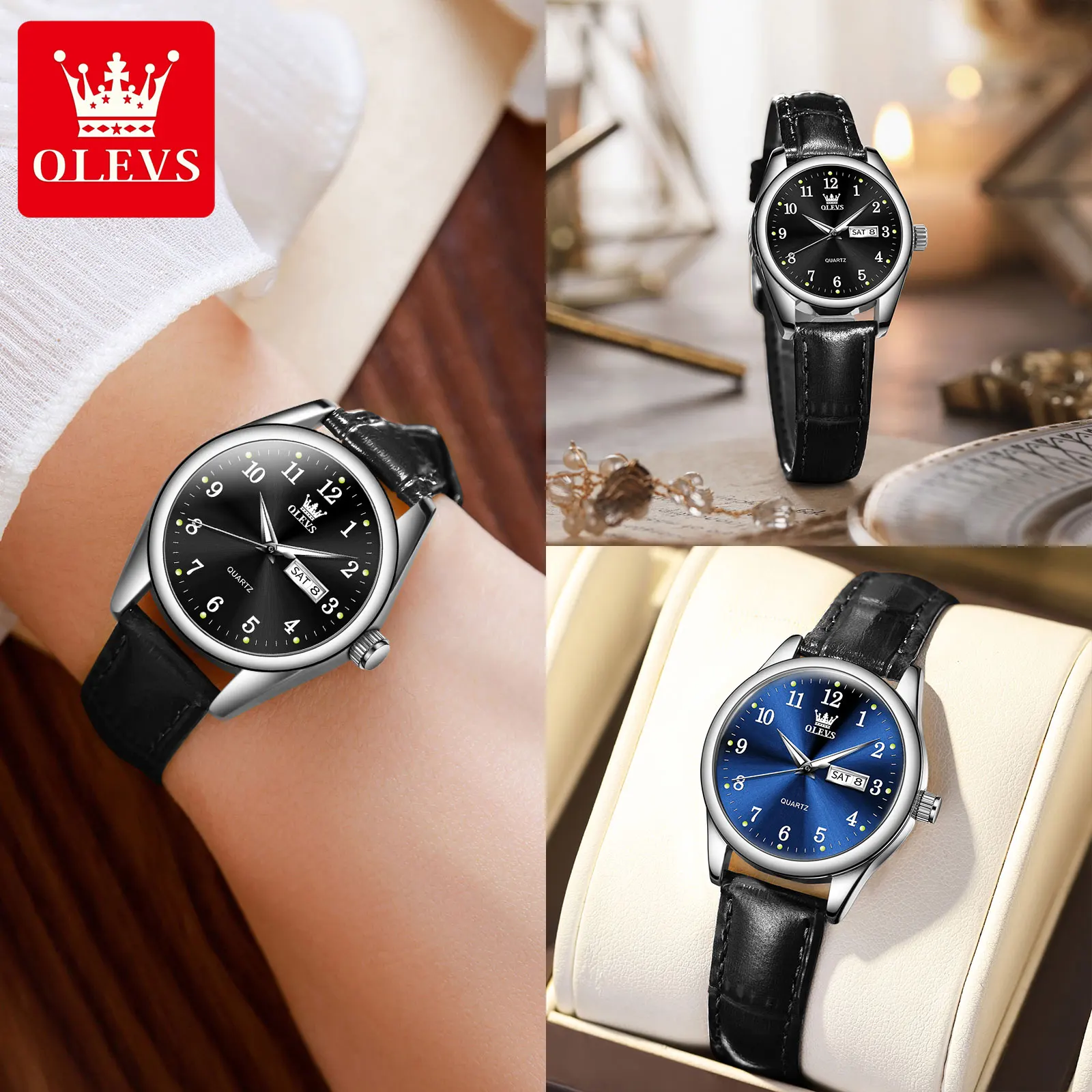 OLEVS Best Selling Fashion Women Quartz Watches Casual Elegant Ladies Watch Original Leather Strap Waterproof Lady Wrist Watch