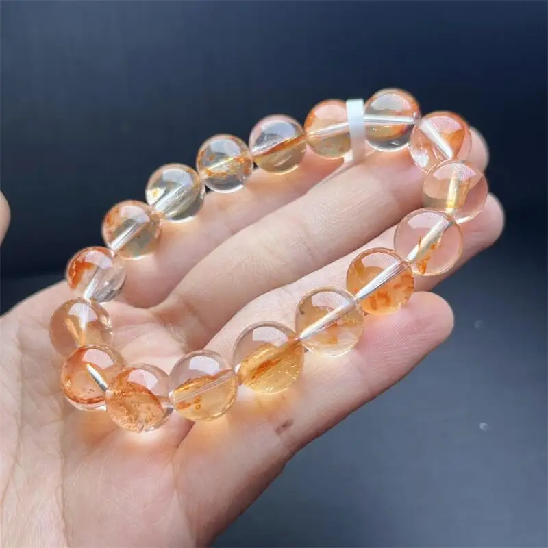 12MM Natural Fire Quartz Hematoid Bracelet Women Men Handmade Stretch Rope Luxury Jewelry Energy Healing Gift 1PCS