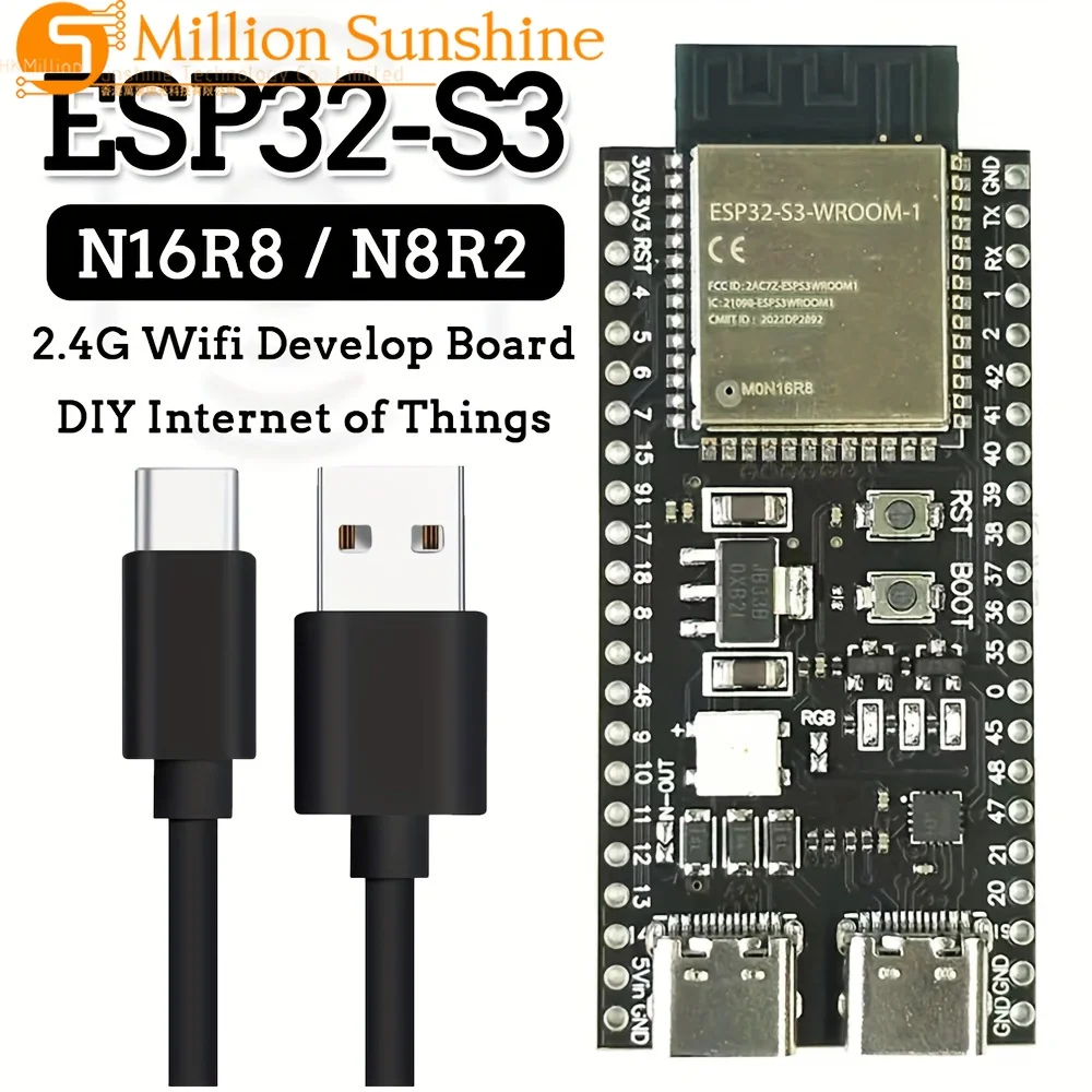 ESP32-S3 Development Board 2.4G Wifi Module for Arduino ESP IDF ESP32-S3-WROOM-1 N8R2 N16R8 44Pin Type-C 8M PSRAM ESP32 S3