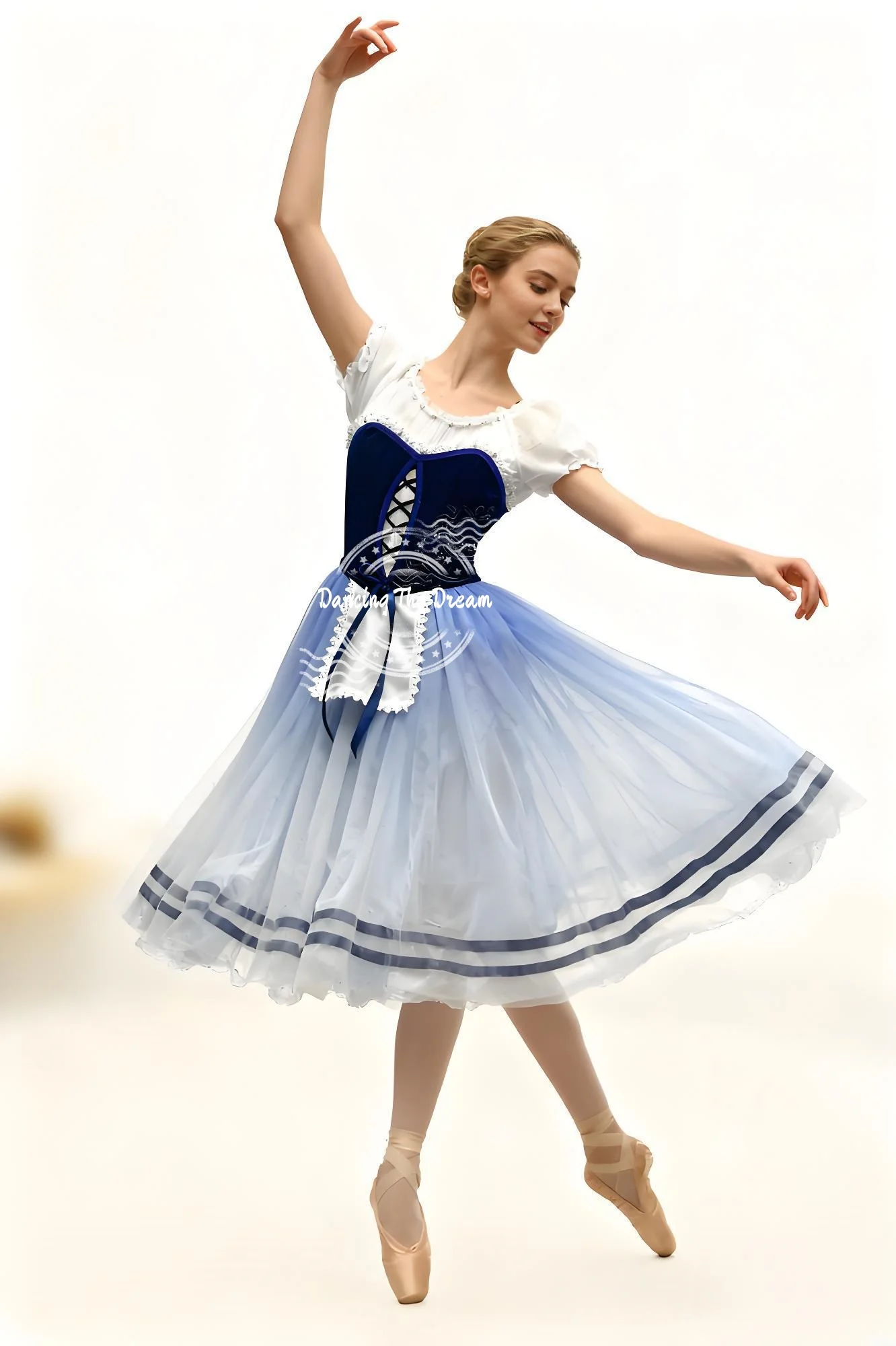 

Giselle Professional Tulle Ballet Dress Elegant Blue Ombre Lace - Up Ballet Dress